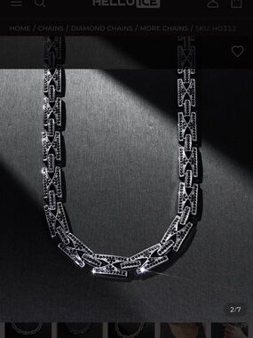 Hello Ice Black Razor Link 13mm Chain Men’s Necklace 20” length